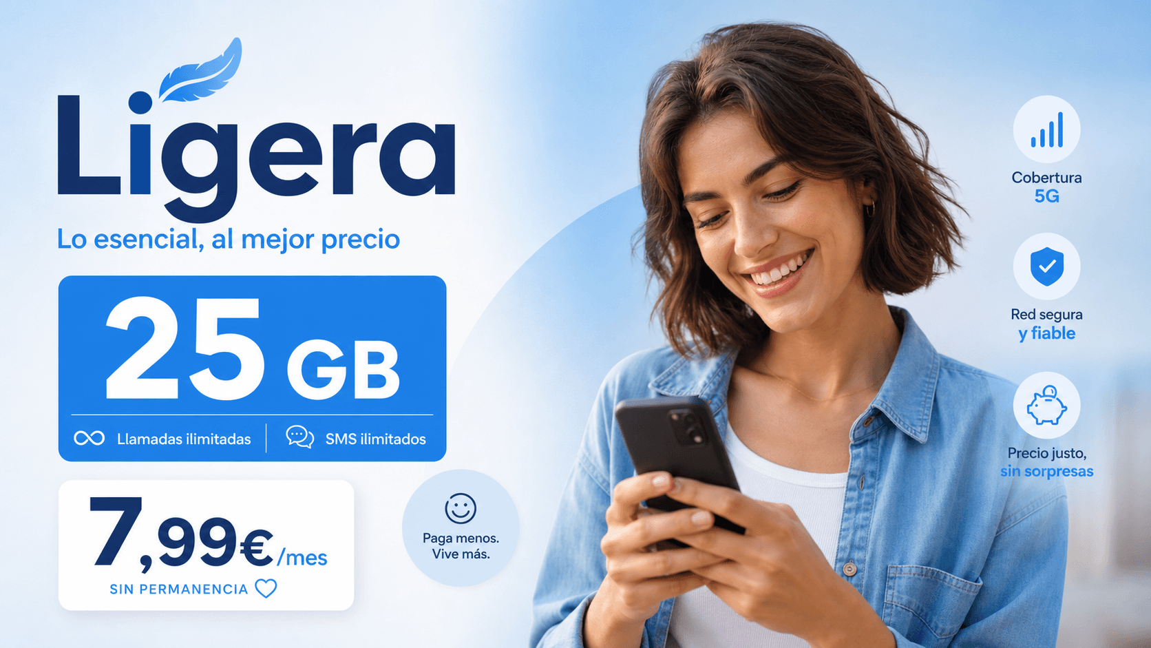 Nova tarifa Lleugera: 25GB per 7,99€/mes